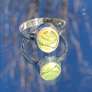 BOUTIQUE STERLING OPAL925 SILVER RING, SIZE 7